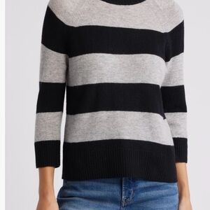 Griffin Striped Black and Gray Women's Sweater- Size Large- NWT